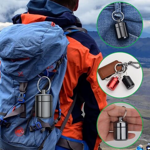 Pill Keychain Holder,(3 Pack) Small Pill Box Waterproof Fob Pill Holder Portable Mini Travel Pill Container Metal Case Bottle in Kuwait