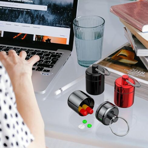 Pill Keychain Holder,(3 Pack) Small Pill Box Waterproof Fob Pill Holder Portable Mini Travel Pill Container Metal Case Bottle in Kuwait