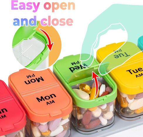 Extra Large AM PM Pill Organizer 7 Day - Betife Pill Organizer 2 Times a Day, Daily Pill Box Organizer to Hold Vitamin, Fish Oil, Supplements in Kuwait