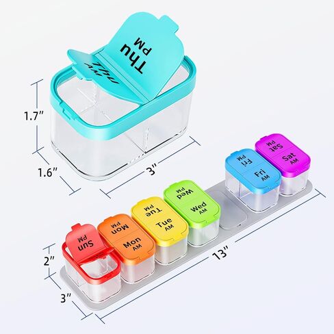 Extra Large AM PM Pill Organizer 7 Day - Betife Pill Organizer 2 Times a Day, Daily Pill Box Organizer to Hold Vitamin, Fish Oil, Supplements in Kuwait