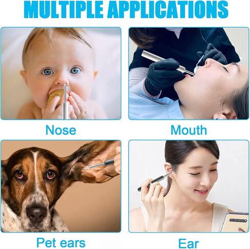 أداة إزالة شمع الأذن من BEBIRD R1، منظف الأذن اللاسلكي بدقة 1080 بكسل HD مع 6 مصابيح LED متوافقة مع هواتف iPhone iPad الذكية والأجهزة اللوحية للأطفال البالغين والحيوانات الأليفة (أبيض) in Kuwait