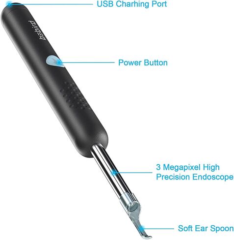 أداة إزالة شمع الأذن من BEBIRD R1، منظف الأذن اللاسلكي بدقة 1080 بكسل HD مع 6 مصابيح LED متوافقة مع هواتف iPhone iPad الذكية والأجهزة اللوحية للأطفال البالغين والحيوانات الأليفة (أبيض) in Kuwait