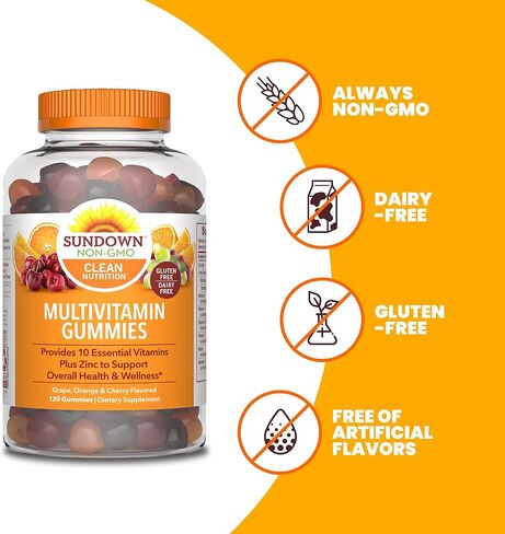 أقراص Sundown متعددة الفيتامينات للبالغين مع فيتامين C وD3 والزنك لصحة المناعة، 120 قرصًا in Kuwait