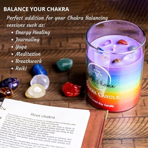 Rainbow Candle 14 oz- Chakra Crystal Candle - Crystals and Healing Stones Chakra Candle - Healing Candles with Crystals Inside - Spiritual Candle for Positive Energy and Cleansing (Citronella) in Saudi Arabia