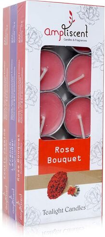 Ampliscent Tea Lights Candles Aromatherapy Candle Natural Soy Wax for Candle Holder and Gift Set (Chocolate Red Apple + Fruit Splash + Citrus Orange) (Pack of 3, Total 30 Candles) in Kuwait