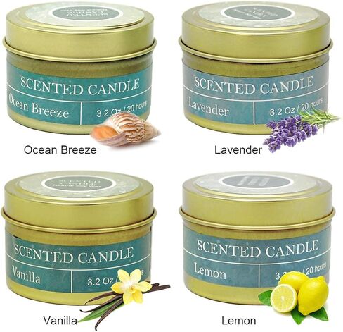 Scented Candles Gift Set for Women : 2 Pack Ocean Breeze Vanilla Candle with Wick Dipper, Strong Fragrance Soy Candle Set for Home Relaxation & Room Decor, Each 30-35 Hrs Burning in Kuwait