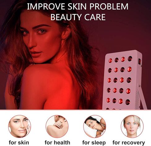 جهاز ضوء الأشعة تحت الحمراء الحمراء سيرفولي أحمر داكن 660 نانومتر و850 نانومتر بالقرب من ضوء الأشعة تحت الحمراء مع مؤقت، وجهاز تحكم عن بعد، 24 مصباح ليد ومراوح تبريد لبشرة الوجه والجسم in Kuwait