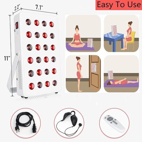 جهاز ضوء الأشعة تحت الحمراء الحمراء سيرفولي أحمر داكن 660 نانومتر و850 نانومتر بالقرب من ضوء الأشعة تحت الحمراء مع مؤقت، وجهاز تحكم عن بعد، 24 مصباح ليد ومراوح تبريد لبشرة الوجه والجسم in Kuwait