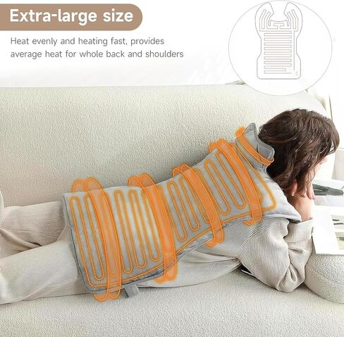 HAUSPROFI Heating Pad for Back Pain Relief, 37''x23 Electric Heat Pads for Neck and Shoulders Migraine Relief, Fast-Heating with 6 Heat Setting, Auto Shut Off, Machine Washable,Gifts for Women Men in Kuwait