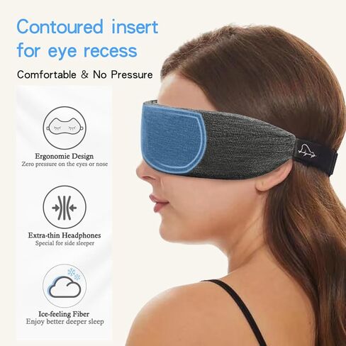 ALASKA BEAR Sleep Headphone Headband Bluetooth 5.2 HD ستيريو لتقليل الضوضاء محيط العين قناع مدمج مع مكبرات صوت رفيعة سماعات رأس رياضية لاسلكية (وردي) in Kuwait