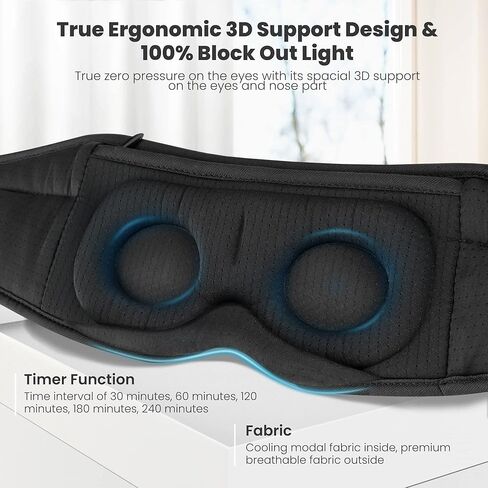 فلاشمين قناع نوم بلوتوث ثلاثي الابعاد بمؤقت الضوضاء البيضاء للنوم على الجانب وايقاف تلقائي لحجب الضوء والتبريد مع سماعات بلوتوث in Kuwait