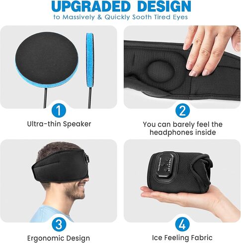 فلاشمين قناع نوم بلوتوث ثلاثي الابعاد بمؤقت الضوضاء البيضاء للنوم على الجانب وايقاف تلقائي لحجب الضوء والتبريد مع سماعات بلوتوث in Kuwait