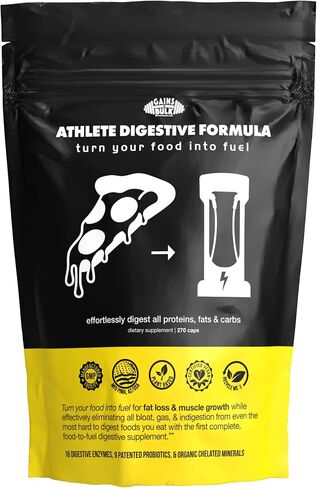 Gains in Bulk, Athlete Digestive Formula, Digestive Enzymes and Probiotics (90 Count) 8 Strains of live probiotics, 16 different plant enzymes. Patented Stabilized Probiotics in Kuwait