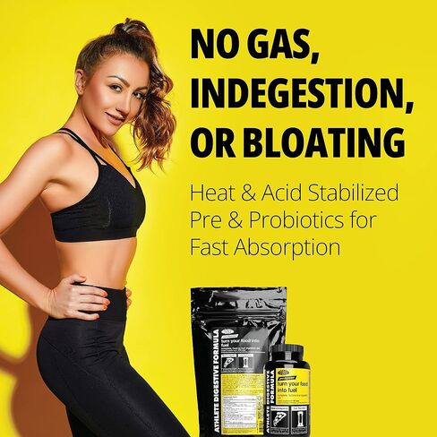 Gains in Bulk, Athlete Digestive Formula, Digestive Enzymes and Probiotics (90 Count) 8 Strains of live probiotics, 16 different plant enzymes. Patented Stabilized Probiotics in Kuwait