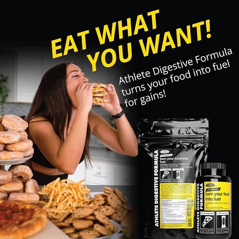 Gains in Bulk, Athlete Digestive Formula, Digestive Enzymes and Probiotics (90 Count) 8 Strains of live probiotics, 16 different plant enzymes. Patented Stabilized Probiotics in Kuwait