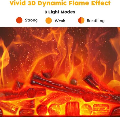 Essential Oil Diffuser, 300ml Flame Fireplace Aromatherapy Oil Diffuser for Large Room, Ultrasonic Cool Mist Humidifier with 2 Mist Modes, 2 Timer, 3 Light Modes, Auto Shut-Off for Home Office Gift in Kuwait