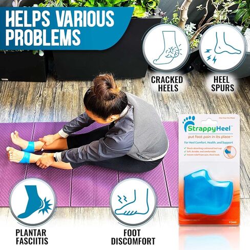 StrappyHeel - واقيات الكعب - الوقاية من البثور وتخفيف آلام الأحذية من المهمازات والتهاب اللفافة الأخمصية - أكواب قدم من السيليكون للنساء والرجال - وسادة وسادة، وبديل للجل للأحذية in Kuwait