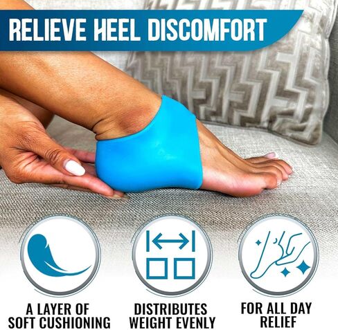 StrappyHeel - واقيات الكعب - الوقاية من البثور وتخفيف آلام الأحذية من المهمازات والتهاب اللفافة الأخمصية - أكواب قدم من السيليكون للنساء والرجال - وسادة وسادة، وبديل للجل للأحذية in Kuwait