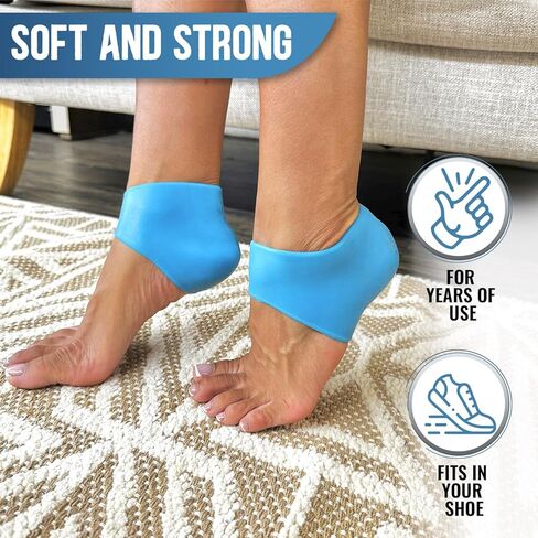 StrappyHeel - واقيات الكعب - الوقاية من البثور وتخفيف آلام الأحذية من المهمازات والتهاب اللفافة الأخمصية - أكواب قدم من السيليكون للنساء والرجال - وسادة وسادة، وبديل للجل للأحذية in Kuwait