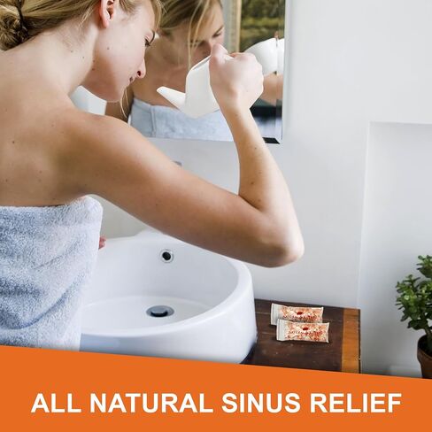 Natural Solution Ceramic Neti Pot, Congestion Relief Filled with 100% Natural Pink Himalayan Salt, Refillable for Breathing Difficulties & Allergy Relief in Kuwait