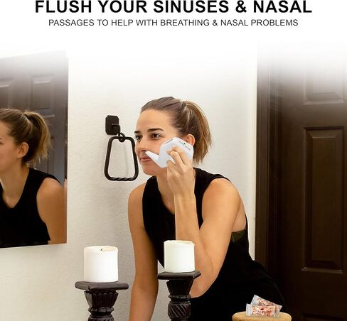 Natural Solution Ceramic Neti Pot, Congestion Relief Filled with 100% Natural Pink Himalayan Salt, Refillable for Breathing Difficulties & Allergy Relief in Kuwait