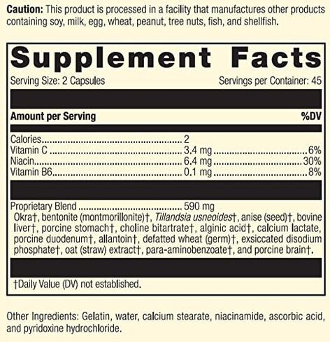 Standard Process - Gastrex - Supports Digestion, Stimulates Cleansing of Upper Gastrointestinal (GI) Tract, Provides Vitamin C, Niacin, Vitamin B6, Okra and Tillandsia Usneoides - 90 Capsules in Saudi Arabia