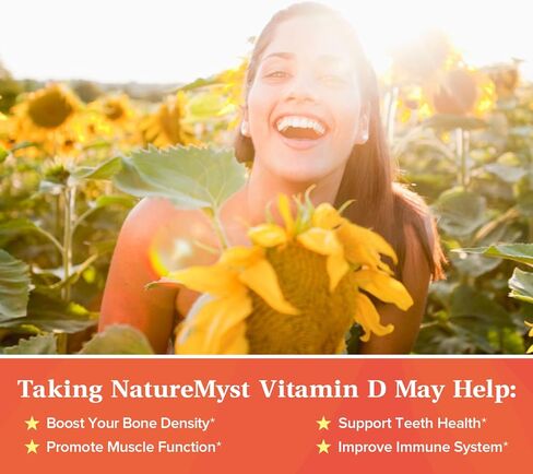 NatureMyst Vitamin D3, 5000 IU, High Potency, Vegetarian Friendly, Highly Absorbable, Bone, Muscle & Immune Health, 90 Softgels in Kuwait