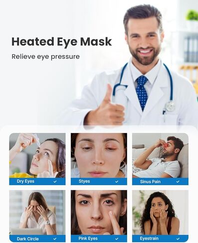 قناع عين ساخن مع سماعة رأس بلوتوث، قناع النوم الحراري اللاسلكي ثلاثي الأبعاد للعلاج العطري من رينفو للعين الجافة، قناع عين كهربائي دافئ للسفر والاسترخاء والتأمل، هدايا عيد الميلاد للرجال والنساء in Kuwait