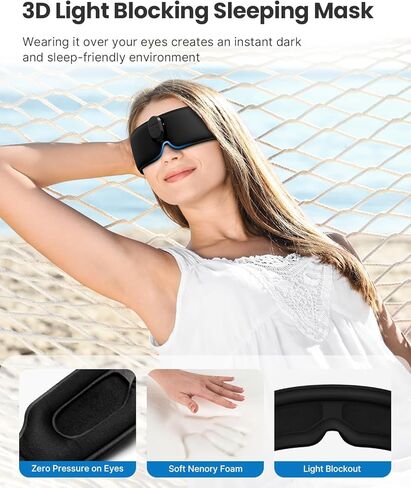 قناع عين ساخن مع سماعة رأس بلوتوث، قناع النوم الحراري اللاسلكي ثلاثي الأبعاد للعلاج العطري من رينفو للعين الجافة، قناع عين كهربائي دافئ للسفر والاسترخاء والتأمل، هدايا عيد الميلاد للرجال والنساء in Kuwait