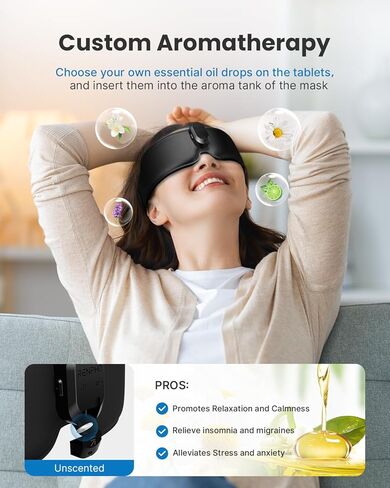 قناع عين ساخن مع سماعة رأس بلوتوث، قناع النوم الحراري اللاسلكي ثلاثي الأبعاد للعلاج العطري من رينفو للعين الجافة، قناع عين كهربائي دافئ للسفر والاسترخاء والتأمل، هدايا عيد الميلاد للرجال والنساء in Kuwait