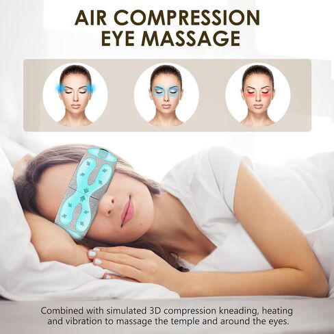 يوباو مدلك العين بالحرارة للصداع النصفي، هدية مثالية لعيد الميلاد وعيد الشكر للأم، قناع العين الكهربائي مع موسيقى بلوتوث للاسترخاء، تقليل إجهاد العين والهالات السوداء وأكياس العين والعيون الجافة in Kuwait