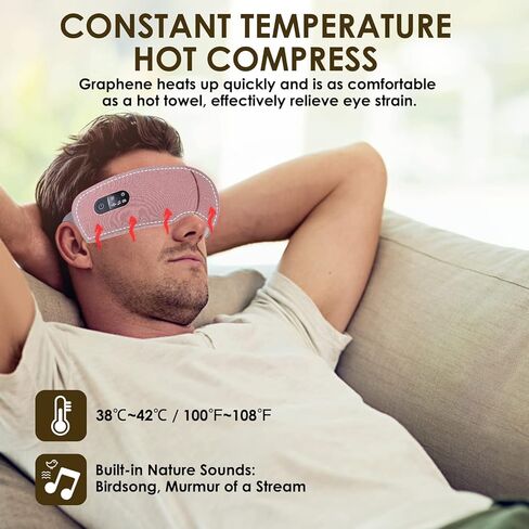 يوباو مدلك العين بالحرارة للصداع النصفي، هدية مثالية لعيد الميلاد وعيد الشكر للأم، قناع العين الكهربائي مع موسيقى بلوتوث للاسترخاء، تقليل إجهاد العين والهالات السوداء وأكياس العين والعيون الجافة in Kuwait