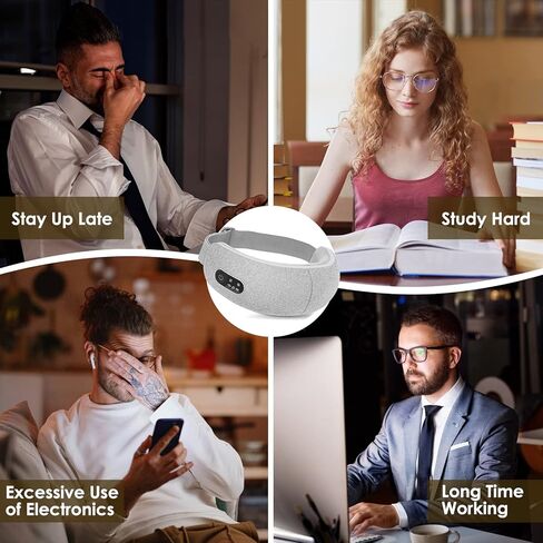 يوباو مدلك العين بالحرارة للصداع النصفي، هدية مثالية لعيد الميلاد وعيد الشكر للأم، قناع العين الكهربائي مع موسيقى بلوتوث للاسترخاء، تقليل إجهاد العين والهالات السوداء وأكياس العين والعيون الجافة in Kuwait