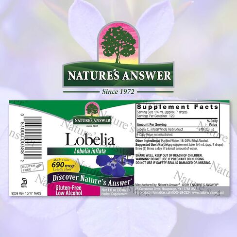 Nature’s Answer Lobelia Herb Lobelia Inflata - مكمل عشبي طبيعي - خالي من الغلوتين - مثالي للمناعة والصحة العامة - 690 ميكروجرام (1 أونصة سائلة) in Saudi Arabia