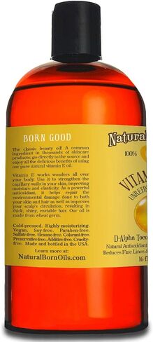 Natural Born Oils Vitamin E Oil (made from Wheat Germ), 1 Gallon, Organic, Cold-Pressed, Nutrient-Rich, Excellent for Glowing Skin, Lustrous Hair in Saudi Arabia