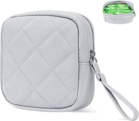 Likesing Tampon Holder for Purse, Upgraded 5.3" Checkered Period Bag, Sanitary Napkin Storage Bag with Wrist Strap for Girls Women, Thickened Portable Period Pad Pouch(Black) in Saudi Arabia