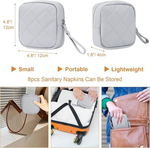 Likesing Tampon Holder for Purse, Upgraded 5.3" Checkered Period Bag, Sanitary Napkin Storage Bag with Wrist Strap for Girls Women, Thickened Portable Period Pad Pouch(Black) in Saudi Arabia
