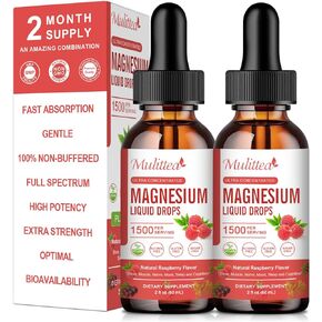 2Pack Magnesium Glycinate Supplement, 1000mg Magnesium Liquid Drop with Magnesium Glycinate 500mg, Taurate Malate Potassium Vitamin B,C,D,K & Organic Herb for Nerve, Bone, Muscle Sleep -Sugar Free in Kuwait