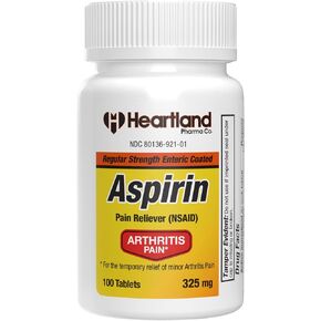 هارتلاند فارما لتخفيف آلام التهاب المفاصل - الأسبرين 325 ملغ EC - مغلف معوي - مسكن آلام NSAID - 100 قطعة - (عبوة من قطعتين) in Kuwait