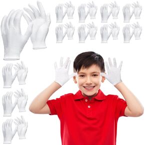Ramede 24 Pairs Eczema Gloves for Kids Eczema Sleeves Moisturizing Gloves White Cotton Gloves Washable and Reusable Overnight Dry Hands for Kids Eczema（10-16）(Small)
