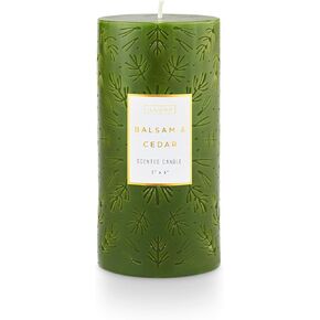 ILLUME Small Fragranced Pillar Candle, Balsam & Cedar