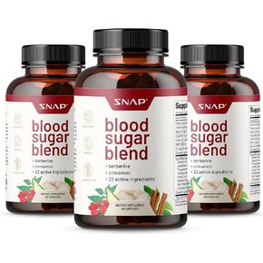 مزيج سكر الدم من Snap Supplements - يدعم مستويات الجلوكوز الصحية في الدم، 60 كبسولة (عبوة من 3 قطع)