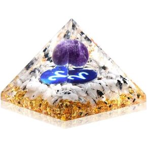 Orgone Pyramid Amethyst Healing Crystals Pyramid Office Decor for Women Desk Decor Shelf Decor Bedroom Decor Gift for Women (Aquarius)
