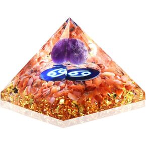 Orgone Pyramid Amethyst Healing Crystals Pyramid Office Decor for Women Desk Decor Shelf Decor Bedroom Decor Gift for Women (Aquarius)