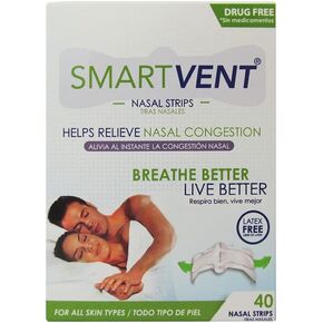SMART VENT 40 Drug and Latex Free Nasal Strips That Instantly Relieve Nasal Congestion Breathe Better, Live Better. Includes 2 Practical Cases. in Saudi Arabia