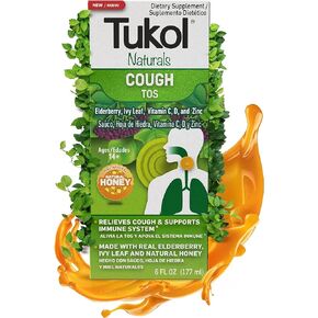 شراب السعال الطبيعي من توكول مع العسل النقي لتخفيف جفاف الحلق مع نبات البلسان وفيتامين ج وفيتامين د وأوراق اللبلاب والزنك لدعم المناعة، مناسب للأعمار من 14 عامًا فما فوق، غير نعاس، 6 أونصة (عبوة من 3) in Kuwait