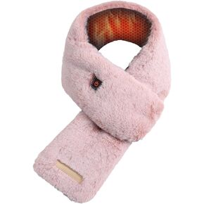 WIOR Electric Heated Scarf with Neck Heating Pad, Faux Rabbit Fur Collar Cozy Shawl, Fluffy Ski Snow Warm Winter Neck Wrap with 3 Temp Modes for Girls Women Autumn Winter Indoor Outdoor Use (Pink) in Kuwait