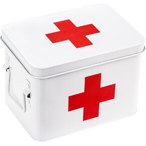 WUWEOT Metal First aid Box, Divided Medicine Tin First Aid Kit, Vintage Antique Empty Boxes with Lid and Removable Tray for Home Family Emergency Tool in Saudi Arabia