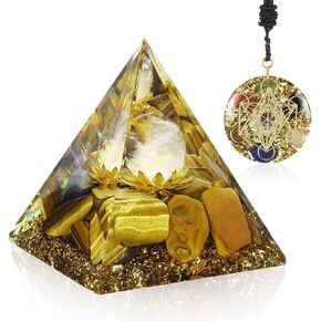 Hopeseed Large Orgone Pyramid for Positive Energy, Flower of Life Orgonite Natural Amethyst Stones Healing Crystals Pyramid Set for Reduce Stress Chakra Healing Meditation Attract Lucky