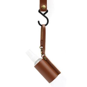 Disinfectant Holder - 60ml Sanitizing Spray Bottle Bag Holder - Belt Loops, Clip On Backpacks & Purses -(Reusable Bottles (Brown)